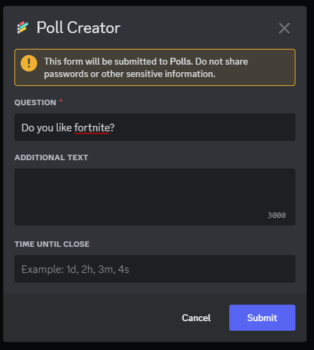 Create poll by message (modal)