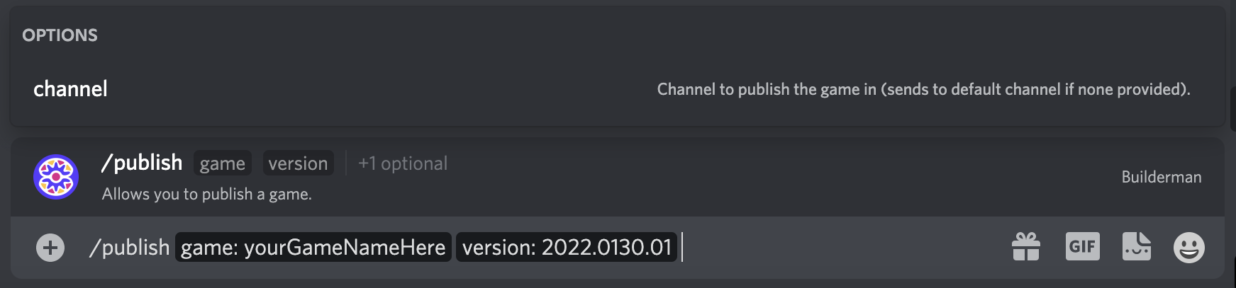 Command Example for Publishing