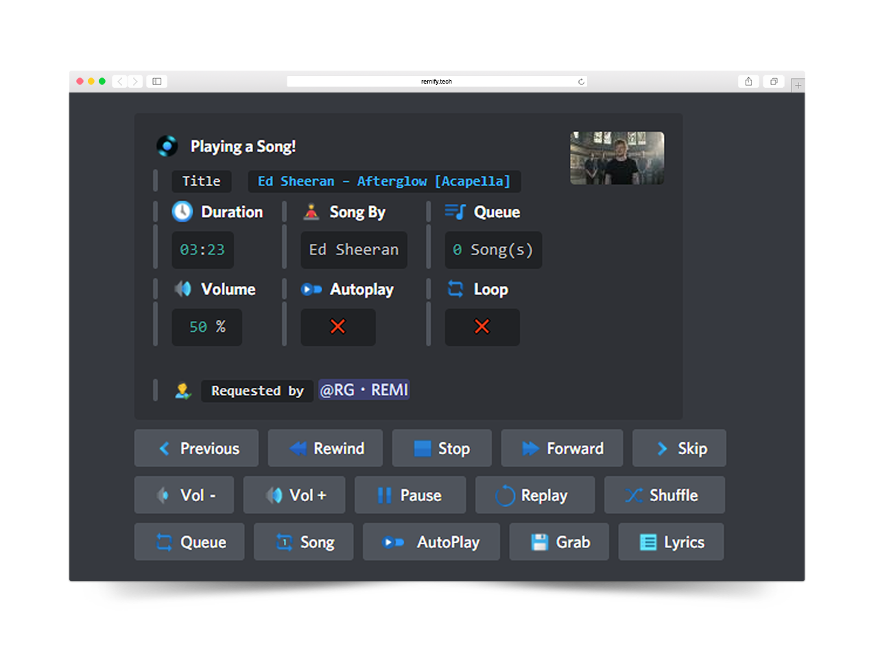 Music Control Interface with Buttons